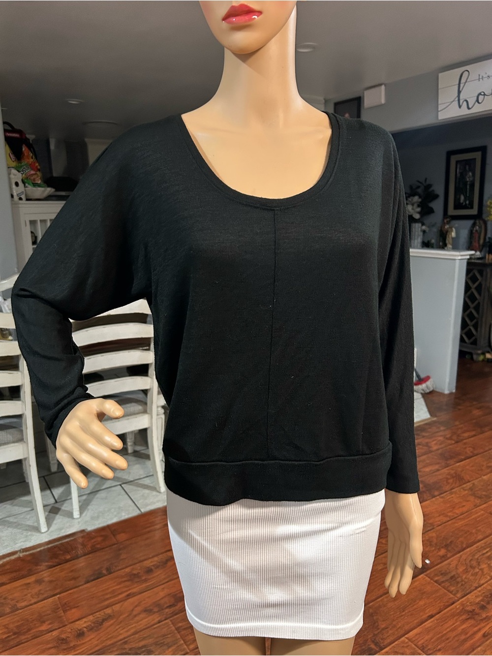 Banana Republic Black Scoop Neck Long Sleeve Top